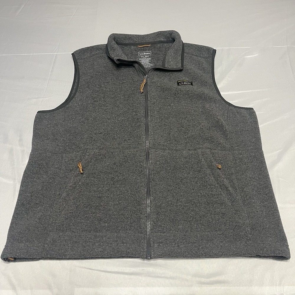 LL Bean Mountain Classic Fleece Vest Mens 2XL Charcoal Heather Gray Full Zip